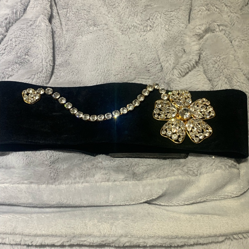 Vintage Christian Dior Luxurious Black and Gold Belt with Ornate Design - Picture 3 of 15